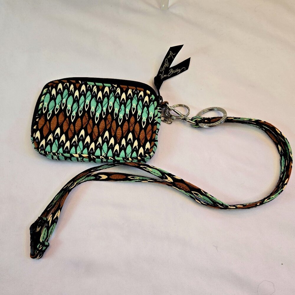 VERA BRADLEY Wristlet Coin Purse Case with Lanyard - Sierra Stream Pattern